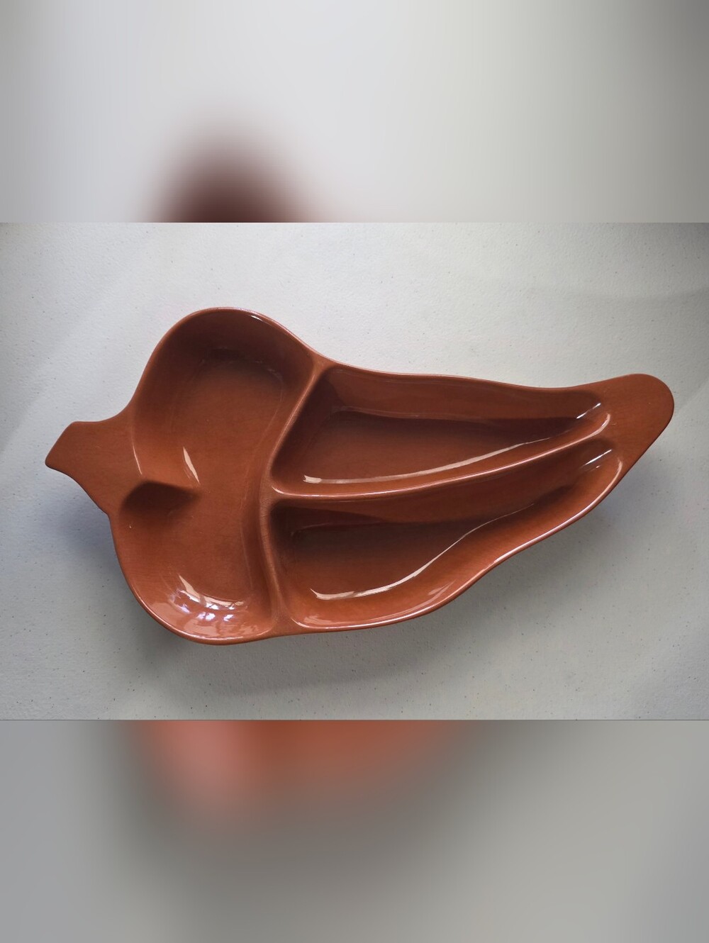 Vintage Terracotta Ceramic Divided Serving Dish